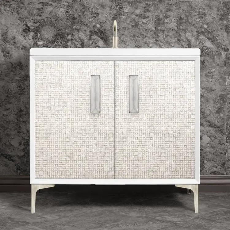 Linkasink Mother of Pearl with 8" Eglomise Artisan Glass Prism Hardware Vanity by Linkasink