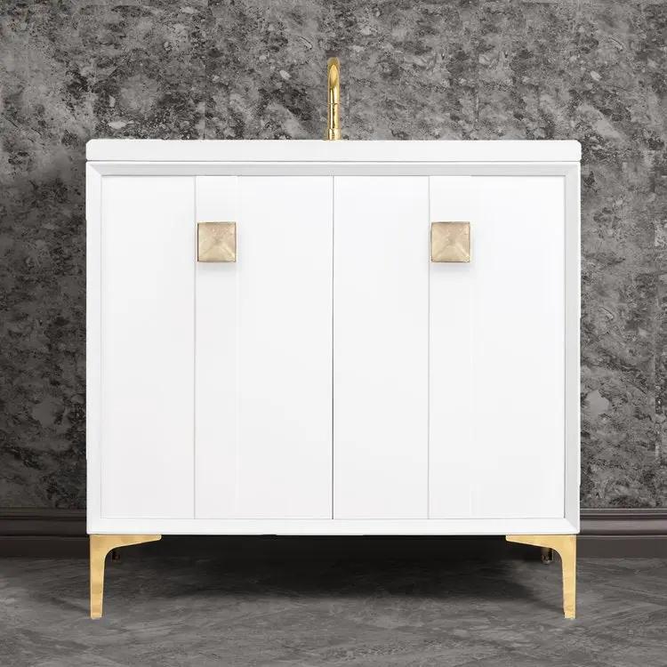 Linkasink Tuxedo with 3" Eglomise Artisan Glass Prism Hardware Vanity by Linkasink