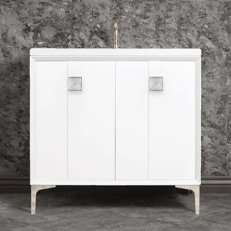 Linkasink Tuxedo with 3" Eglomise Artisan Glass Prism Hardware Vanity by Linkasink