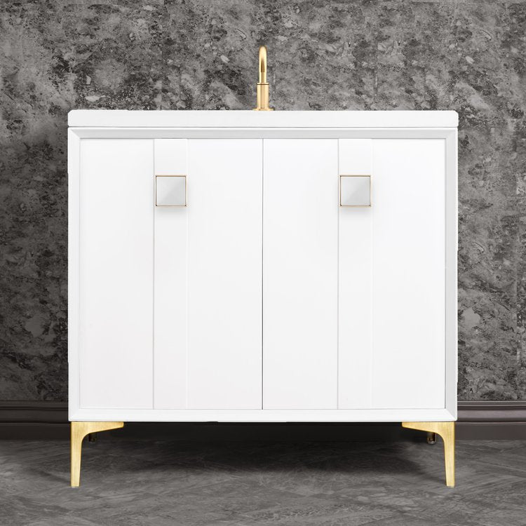 Linkasink Tuxedo with 3" White Prism Artisan Glass Prism Hardware Vanity by Linkasink