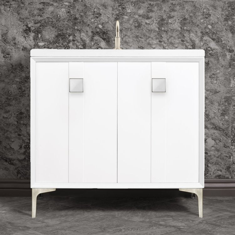 Linkasink Tuxedo with 3" White Prism Artisan Glass Prism Hardware Vanity by Linkasink