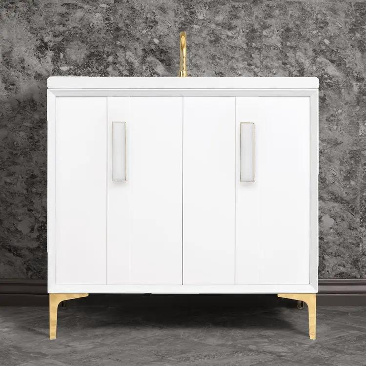 Linkasink Tuxedo with 8" White Prism Artisan Glass Prism Hardware Vanity by Linkasink