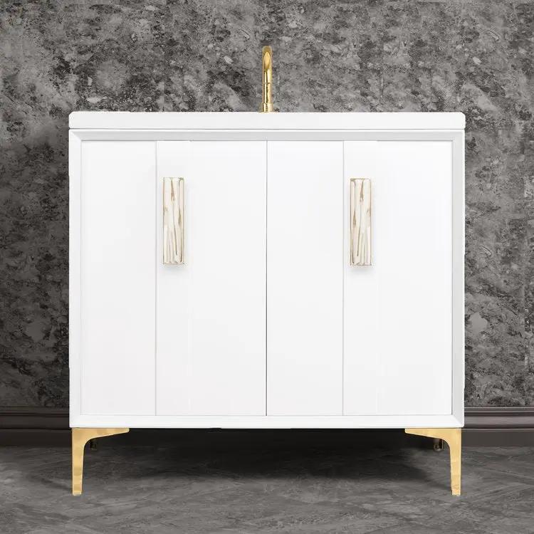 Linkasink Tuxedo with 8" White Tiger Artisan Glass Prism Hardware Vanity by Linkasink