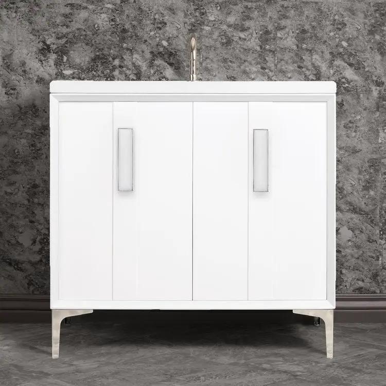 Linkasink Tuxedo with 8" White Prism Artisan Glass Prism Hardware Vanity by Linkasink