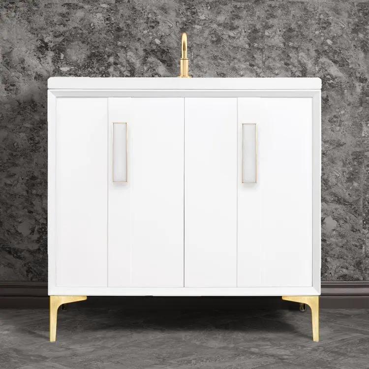 Linkasink Tuxedo with 8" White Prism Artisan Glass Prism Hardware Vanity by Linkasink