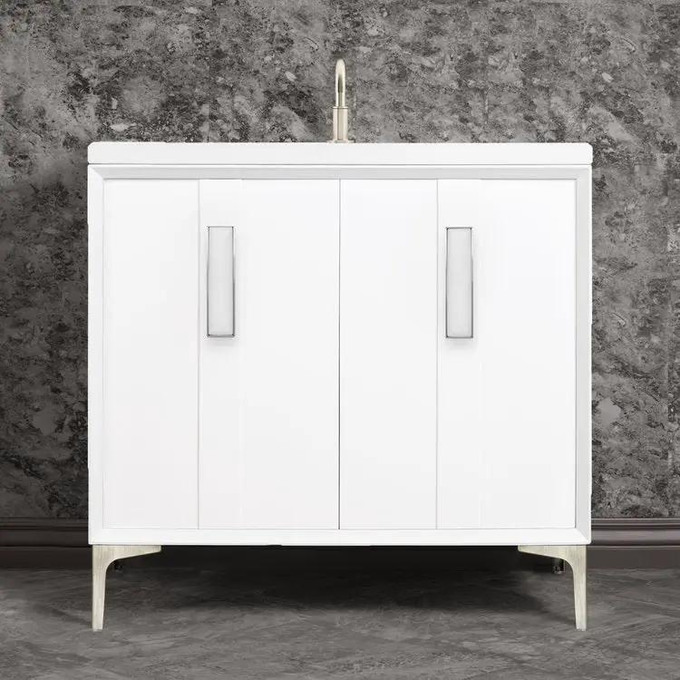 Linkasink Tuxedo with 8" White Prism Artisan Glass Prism Hardware Vanity by Linkasink