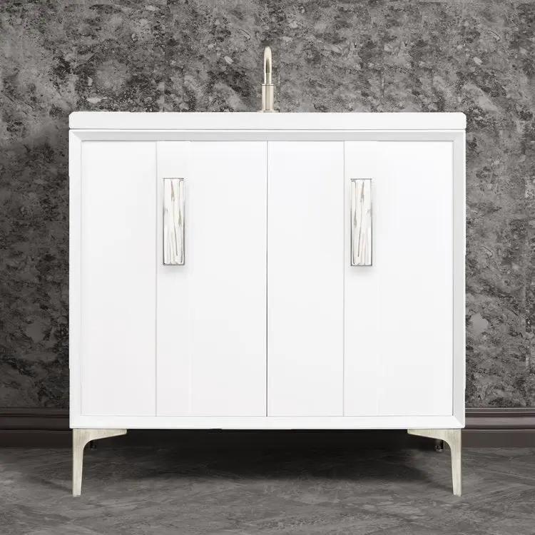 Linkasink Tuxedo with 8" White Tiger Artisan Glass Prism Hardware Vanity by Linkasink