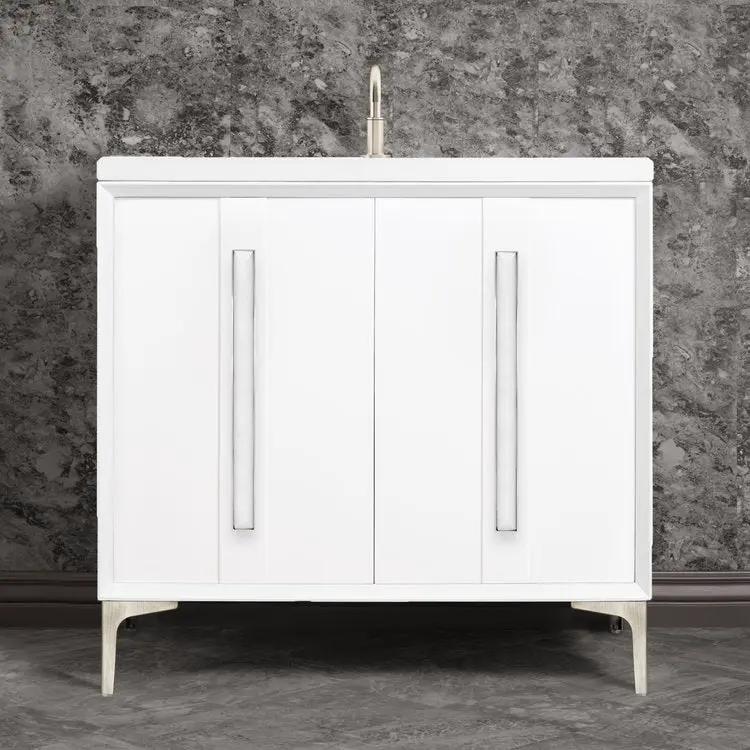 Linkasink Tuxedo with 18" White Prism Artisan Glass Prism Hardware Vanity by Linkasink