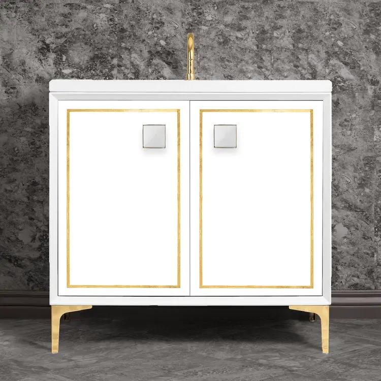 Linkasink Linea with 3" White Prism Artisan Glass Prism Hardware Vanity by Linkasink