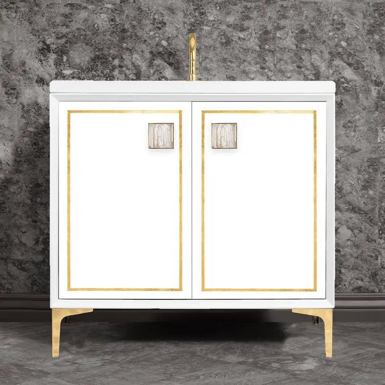 Linkasink Linea with 3" White Tiger Artisan Glass Prism Hardware Vanity by Linkasink