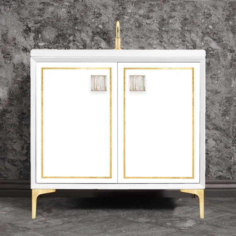 Linkasink Linea with 3" White Tiger Artisan Glass Prism Hardware Vanity by Linkasink