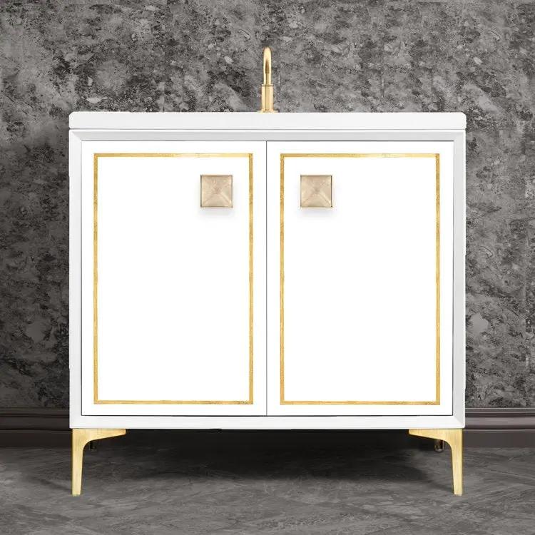 Linkasink Linea with 3" Eglomise Artisan Glass Prism Hardware Vanity by Linkasink