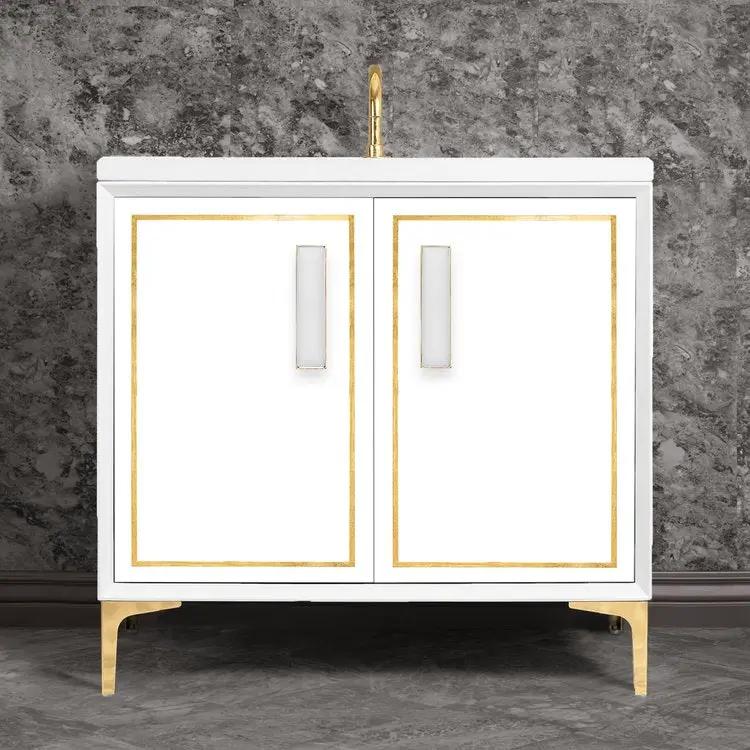 Linkasink Linea with 8" White Prism Artisan Glass Prism Hardware Vanity by Linkasink