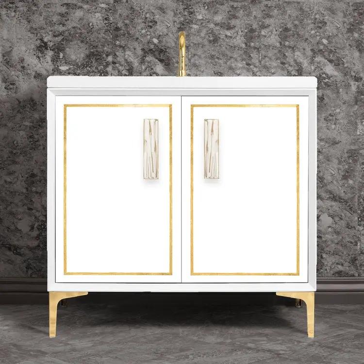 Linkasink Linea with 8" White Tiger Artisan Glass Prism Hardware Vanity by Linkasink