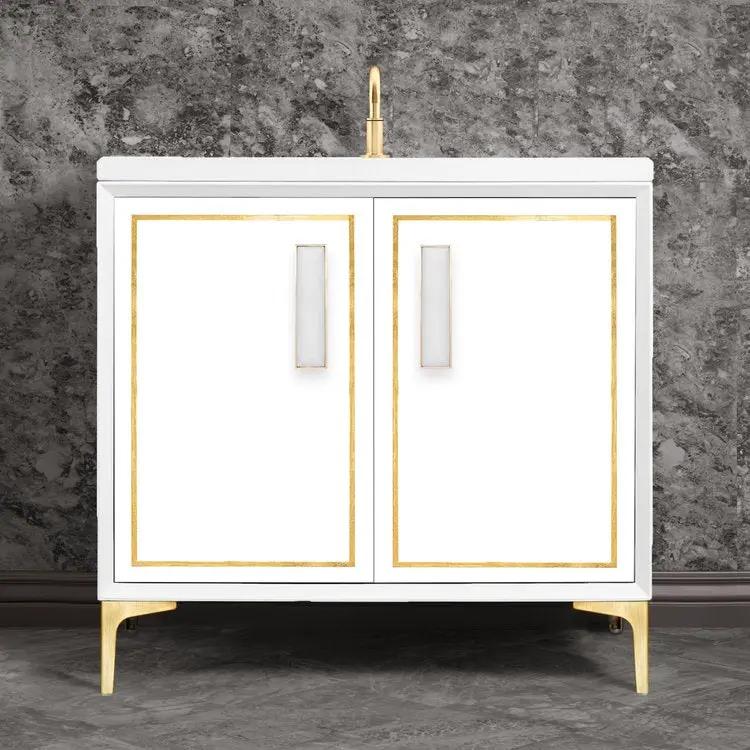 Linkasink Linea with 8" White Prism Artisan Glass Prism Hardware Vanity by Linkasink