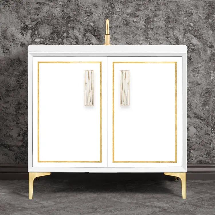 Linkasink Linea with 8" White Tiger Artisan Glass Prism Hardware Vanity by Linkasink