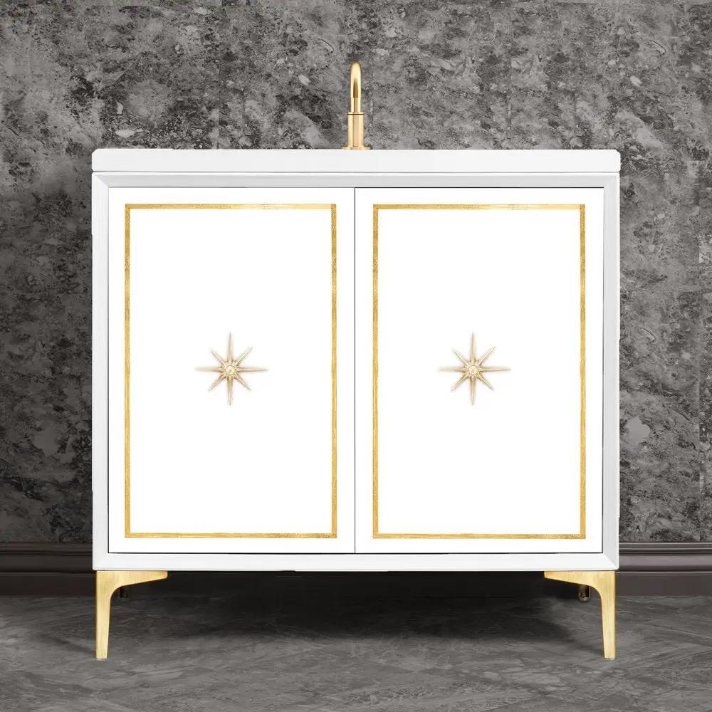 satin brass vanity