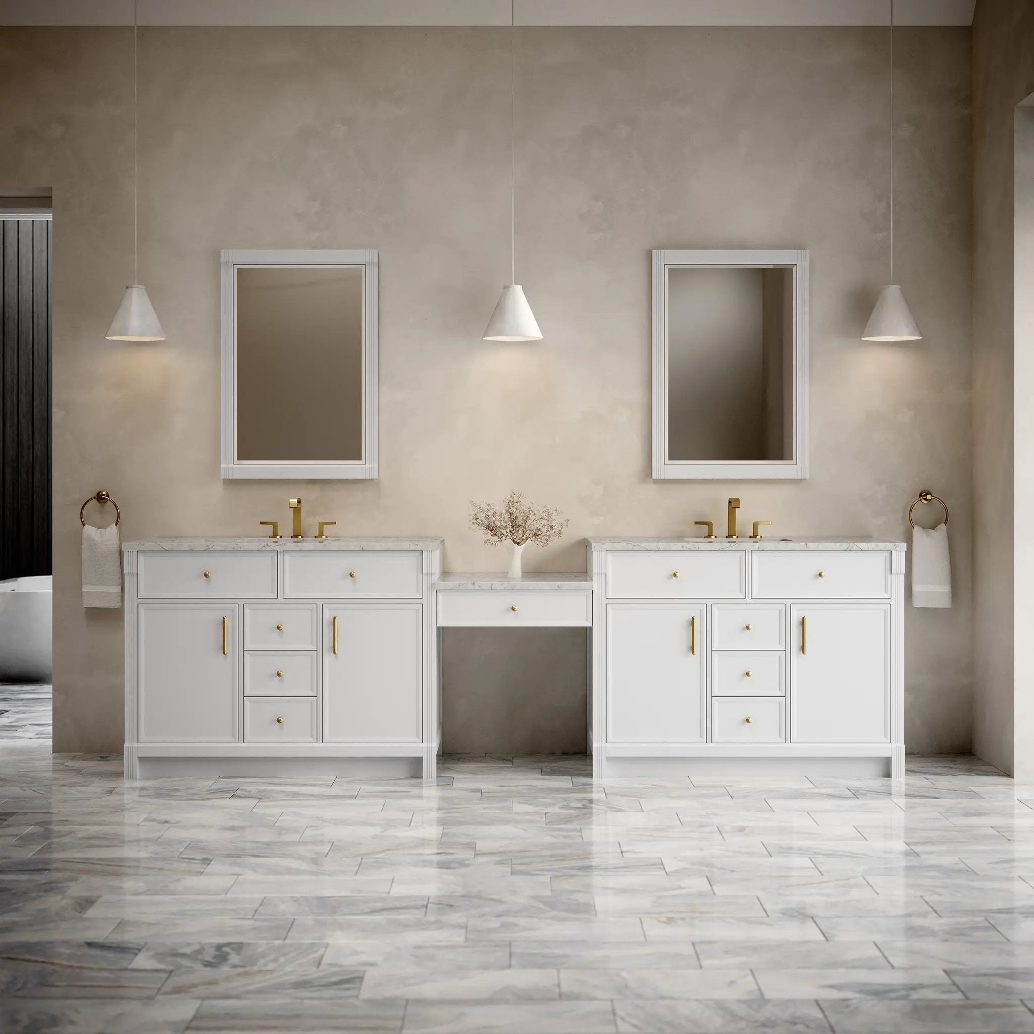 bright white vanity