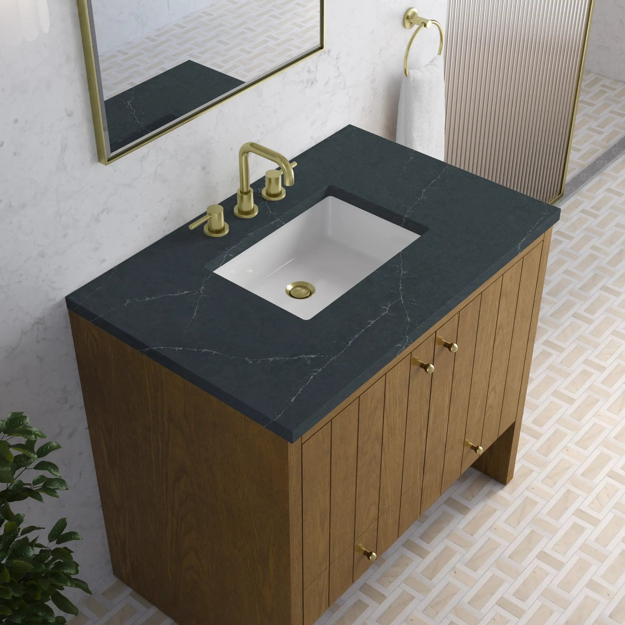 honey oak vanity