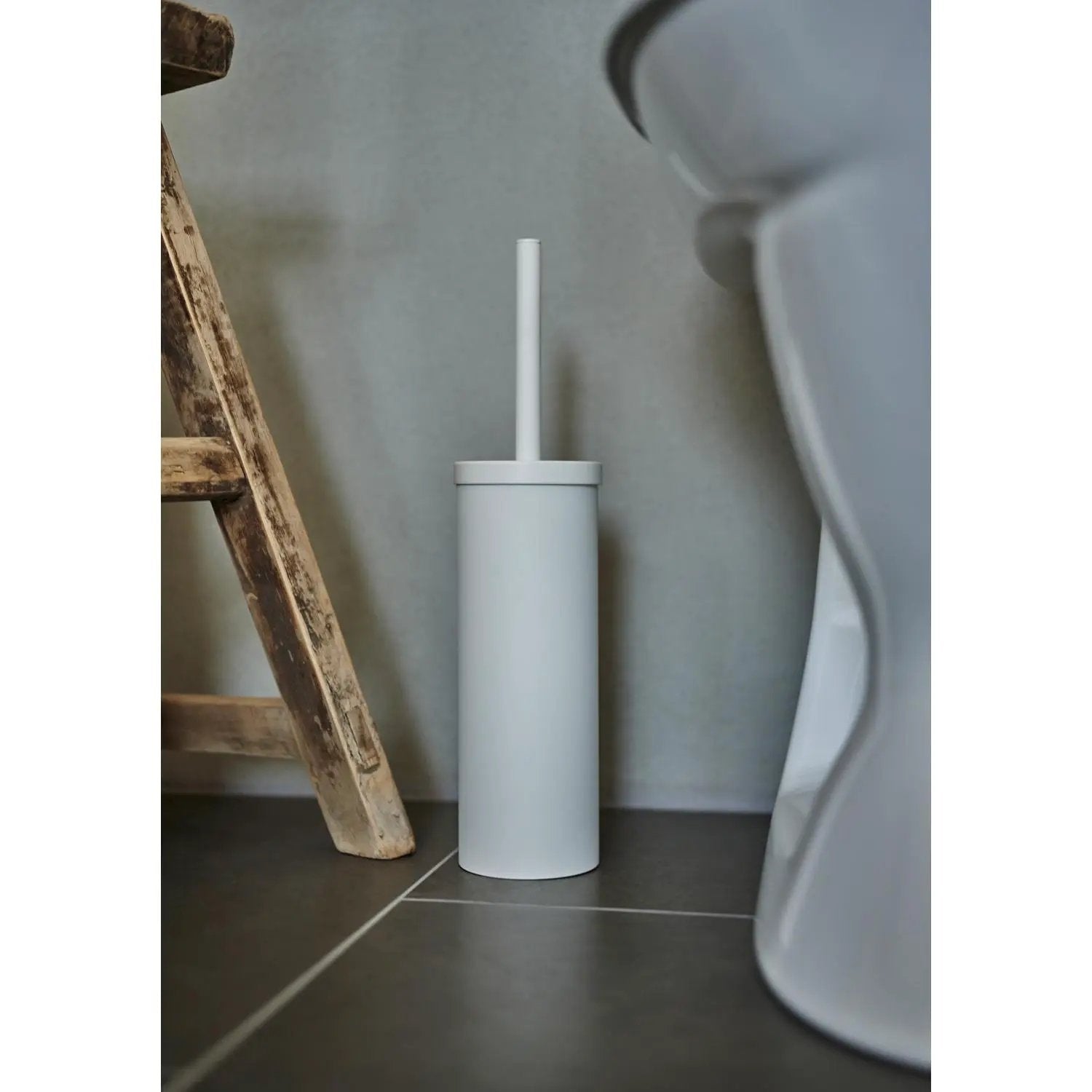 matte white toilet brush