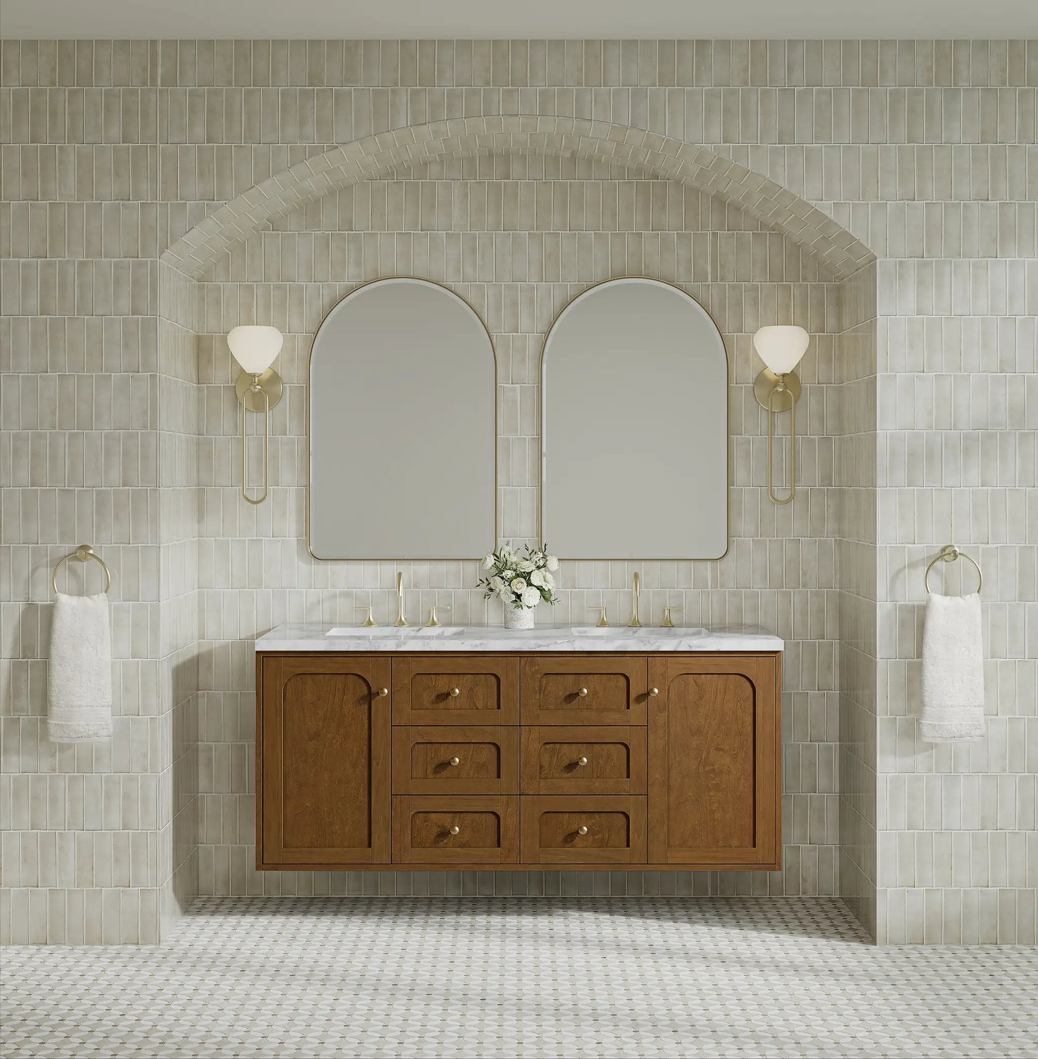 honey oak vanity