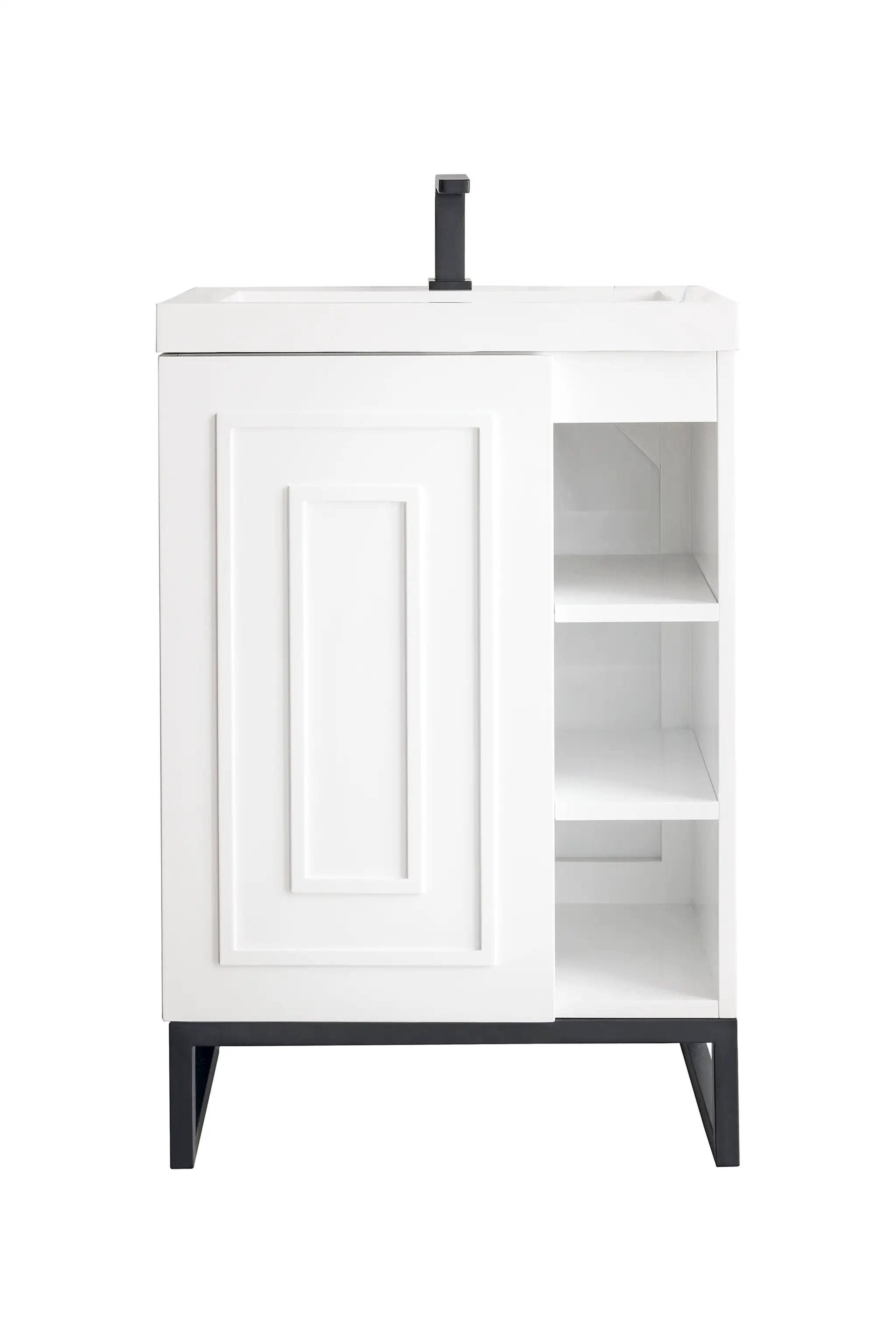 James Martin Alicante 24" Single Vanity - Glossy White with White Glossy Composite Stone Top by James Martin Vanities
