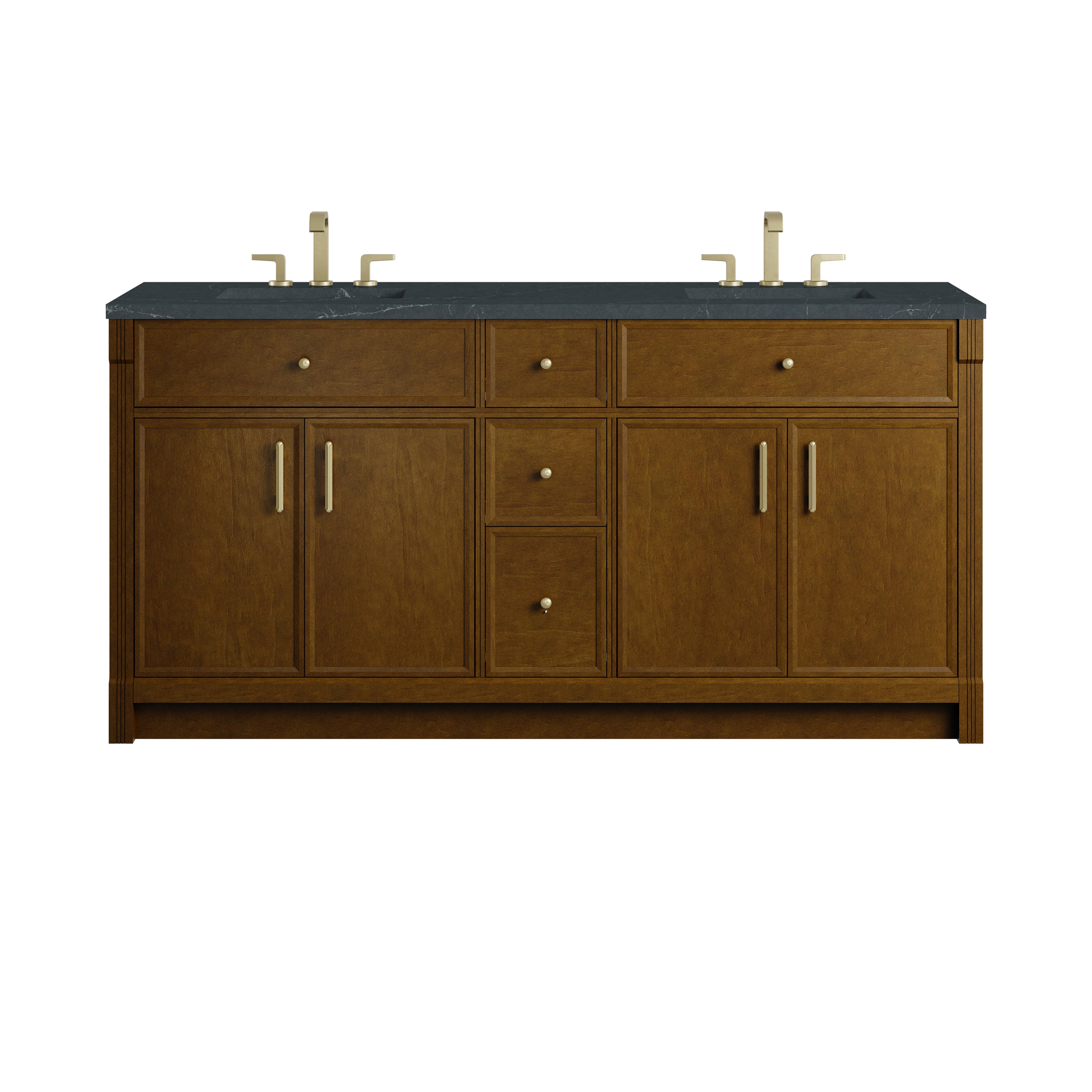 James Martin Bellshire 72" Double Vanity Set - Honey Oak