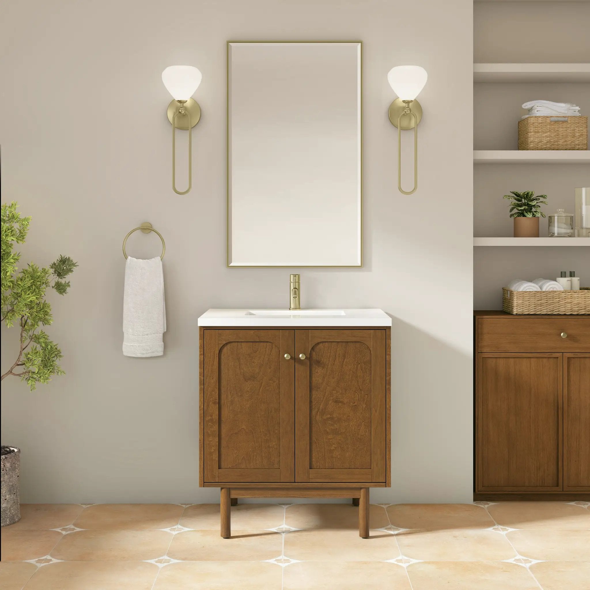 honey oak vanity