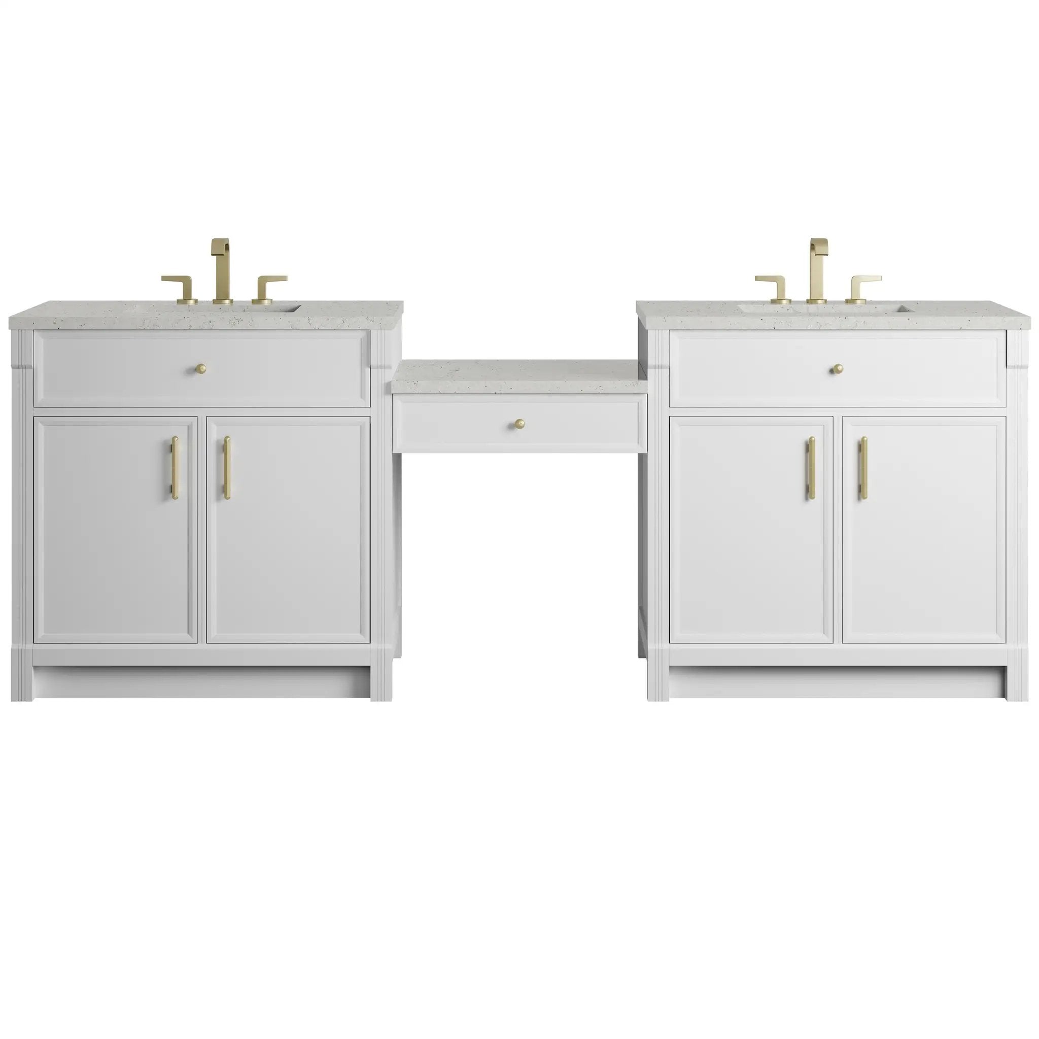James Martin Bellshire 96" Dual Vanity Set with 24" Make-Up Counter - Bright White by James Martin Vanities