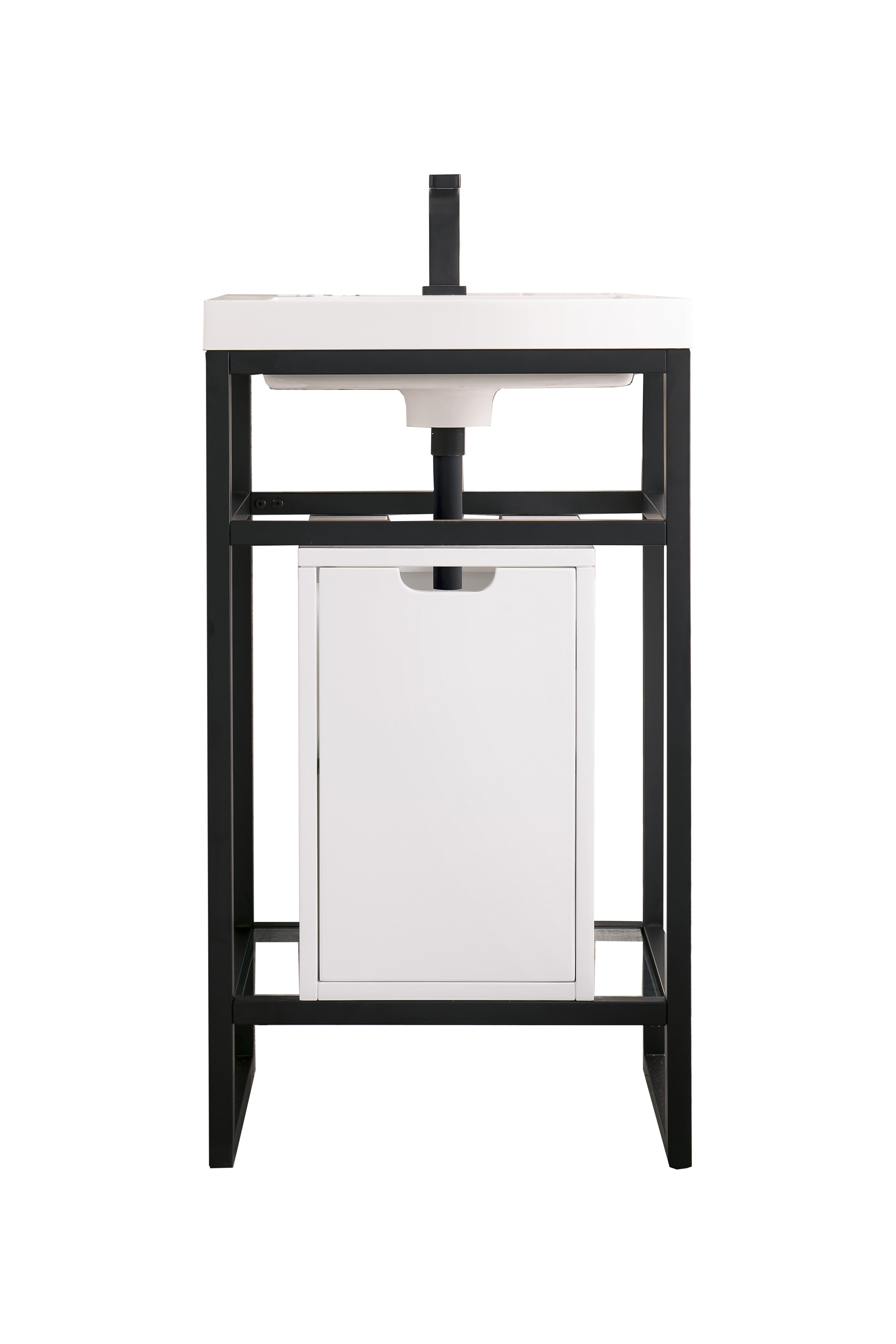 James Martin Vanities Boston 20" Single Console Vanity With Glossy White Storage and White Glossy Composite Stone