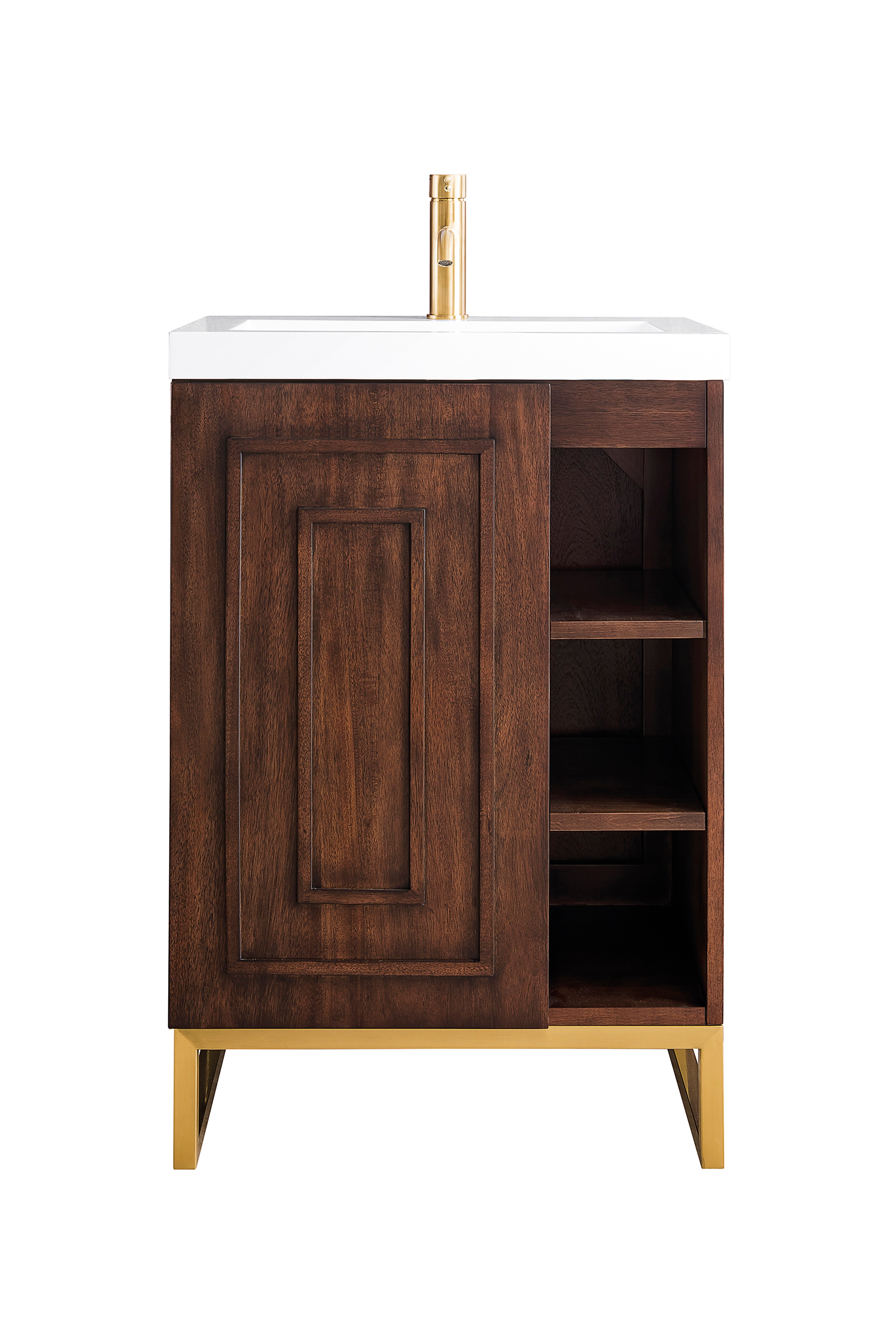 James Martin Vanities Alicante' 24" Single Vanity Cabinet, Mid Century Acacia, Radiant Gold