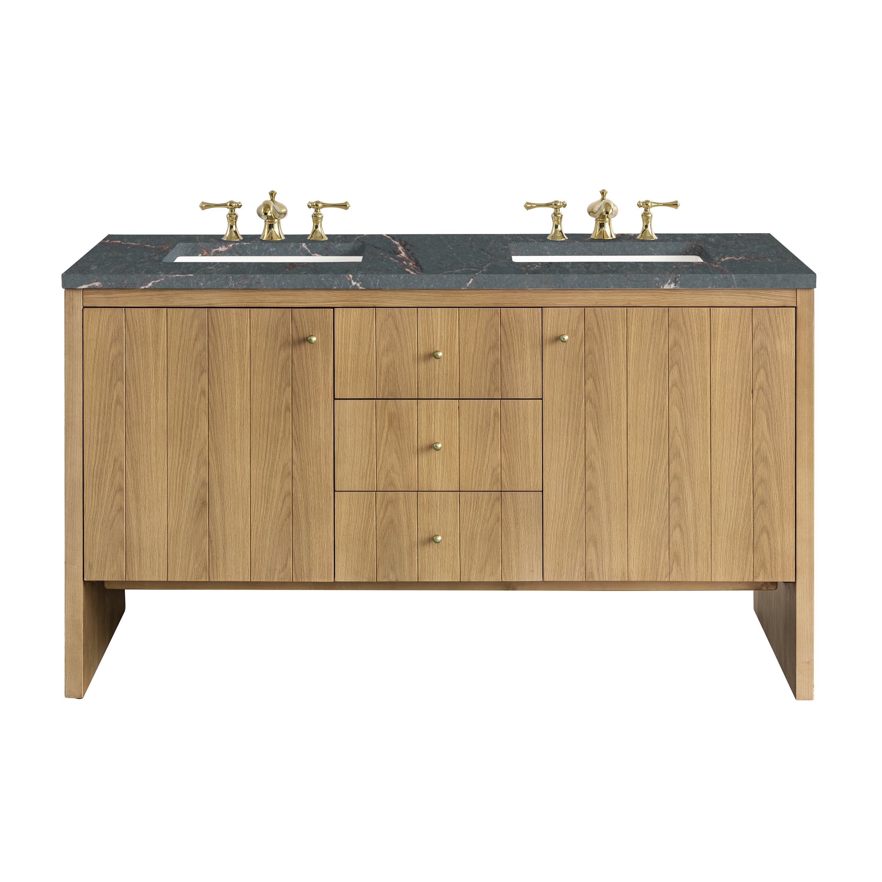 James Martin Vanities Hudson 60" Double Vanity - Light Natural Oak