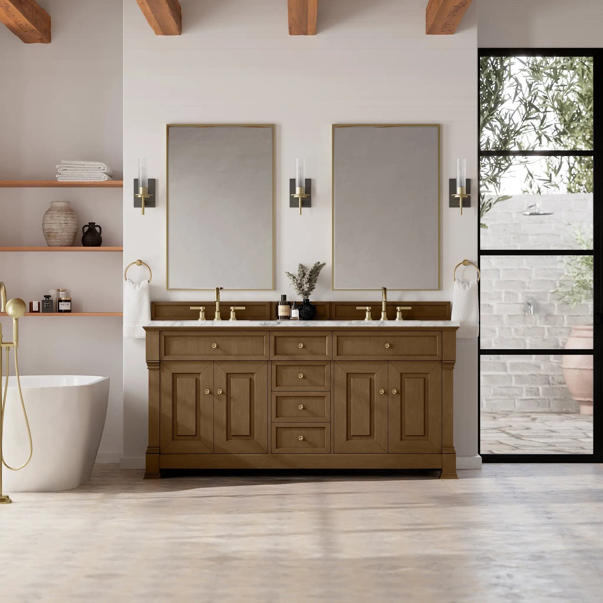 honey oak vanity