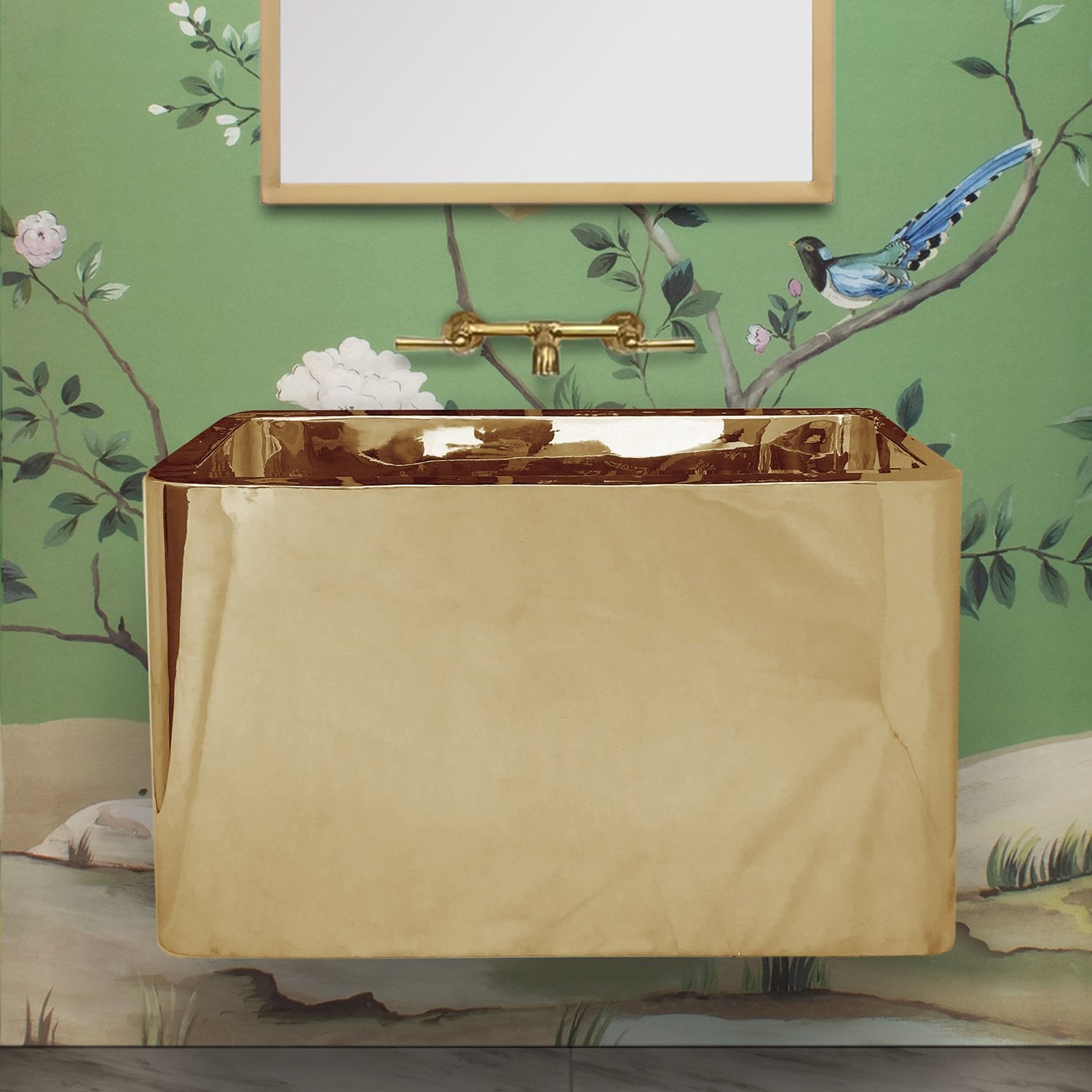 polished unlacquered brass sink