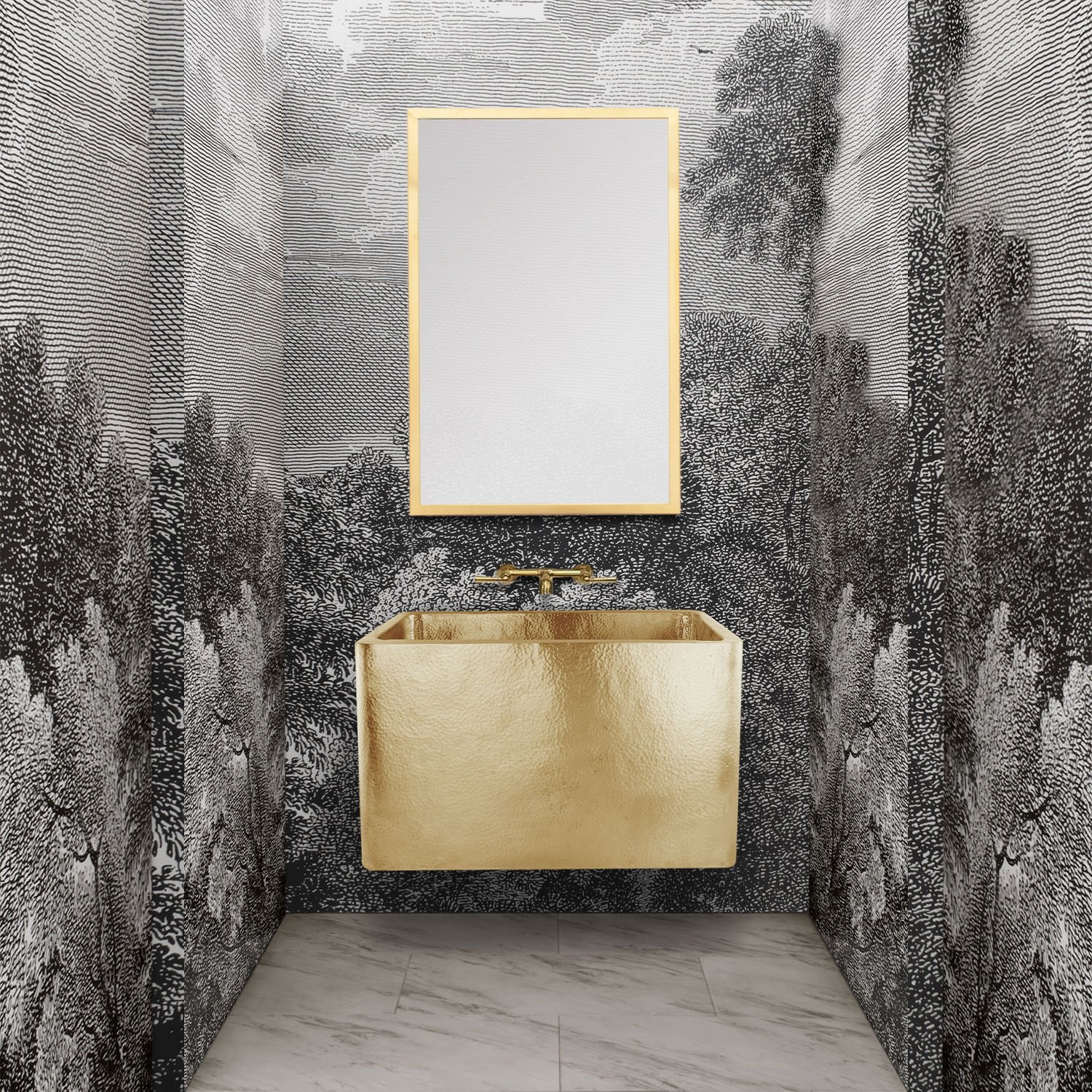 satin unlacquered brass sink