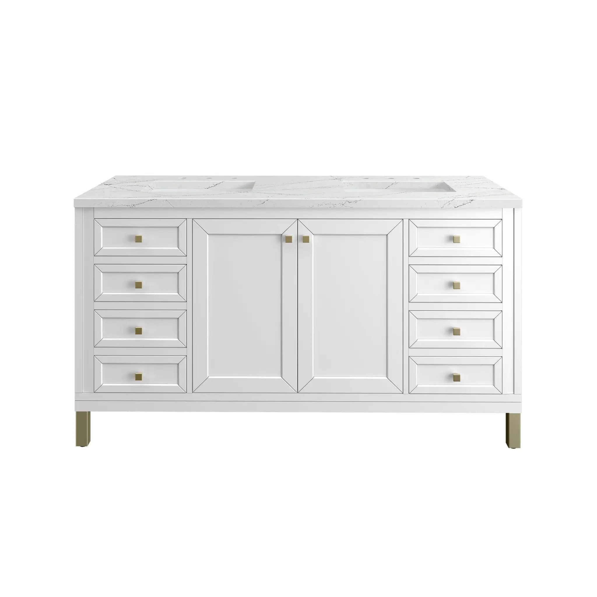 James Martin Chicago 60" Double Vanity Set - Glossy White by James Martin Vanities
