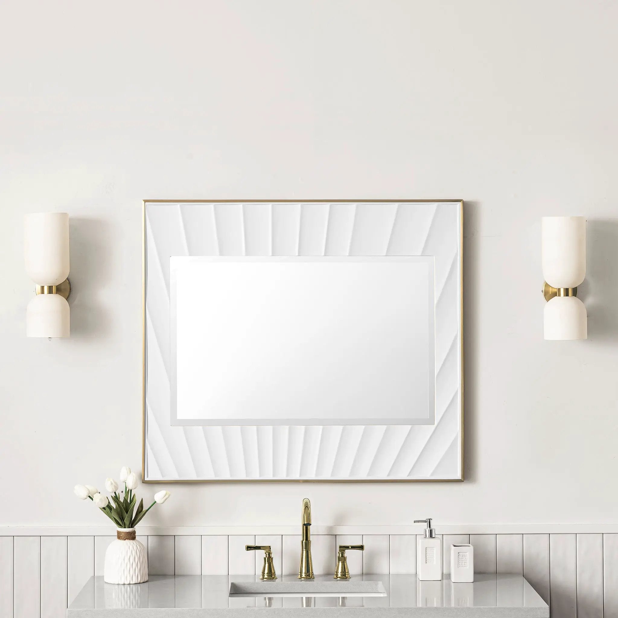 matte white with gold mirror