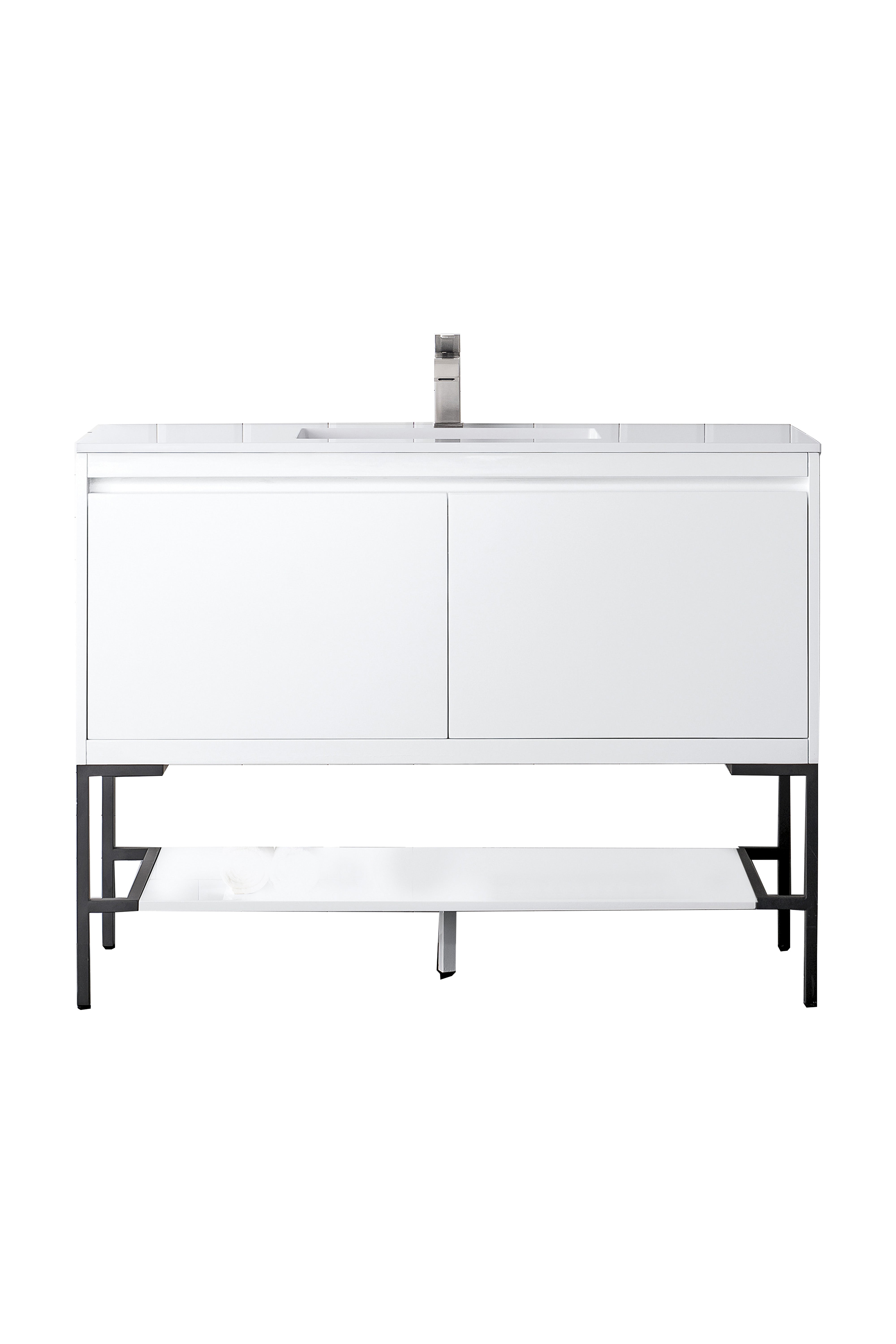 James Martin Vanities Mantova 47.3" Single Vanity - Glossy White - Matte Black Base