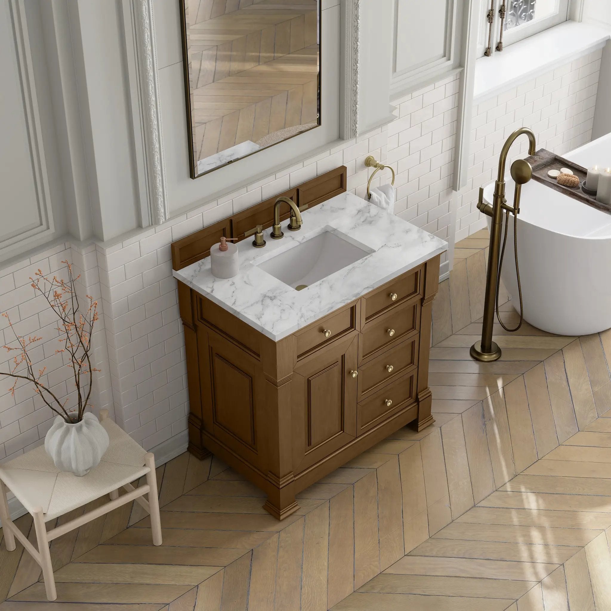 honey oak vanity
