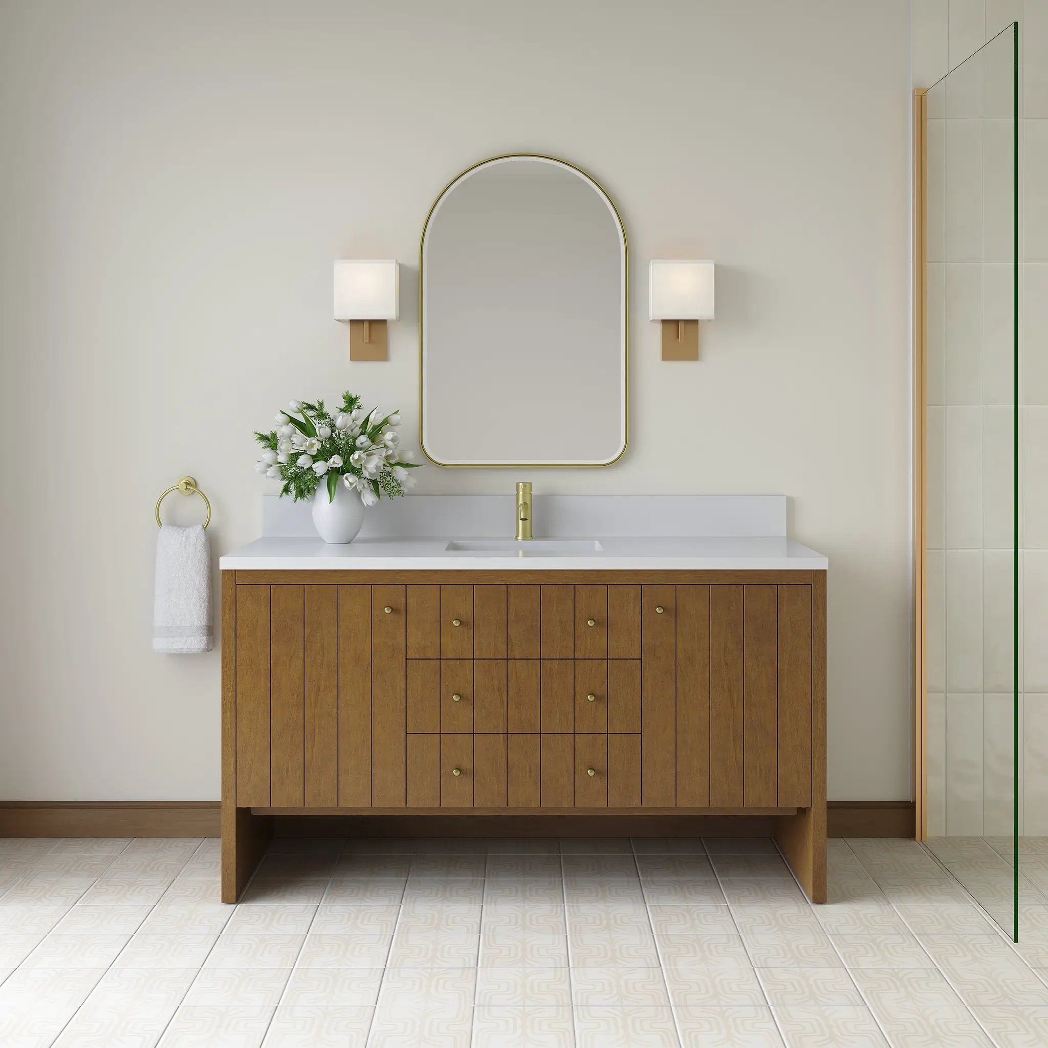 honey oak vanity