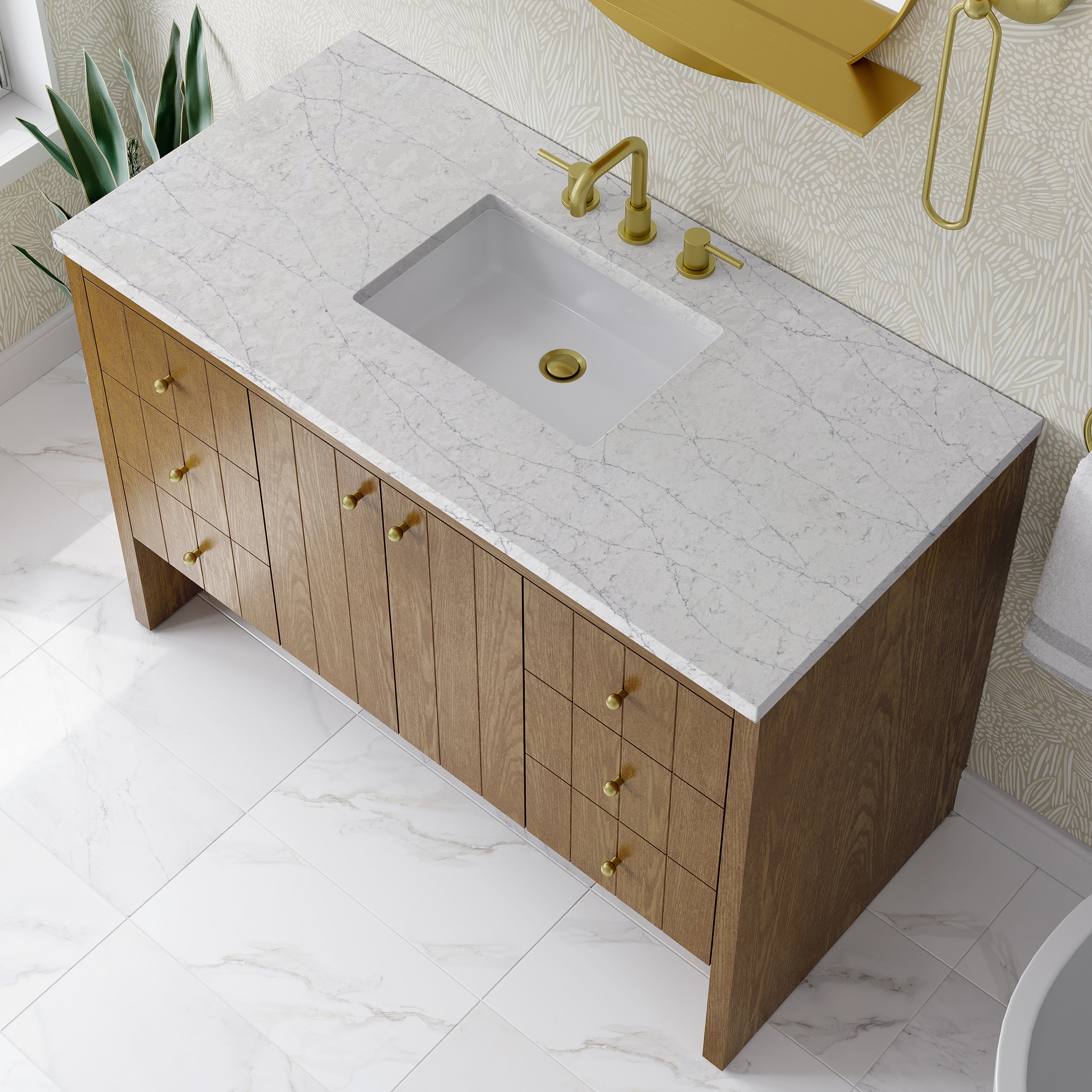 honey oak vanity