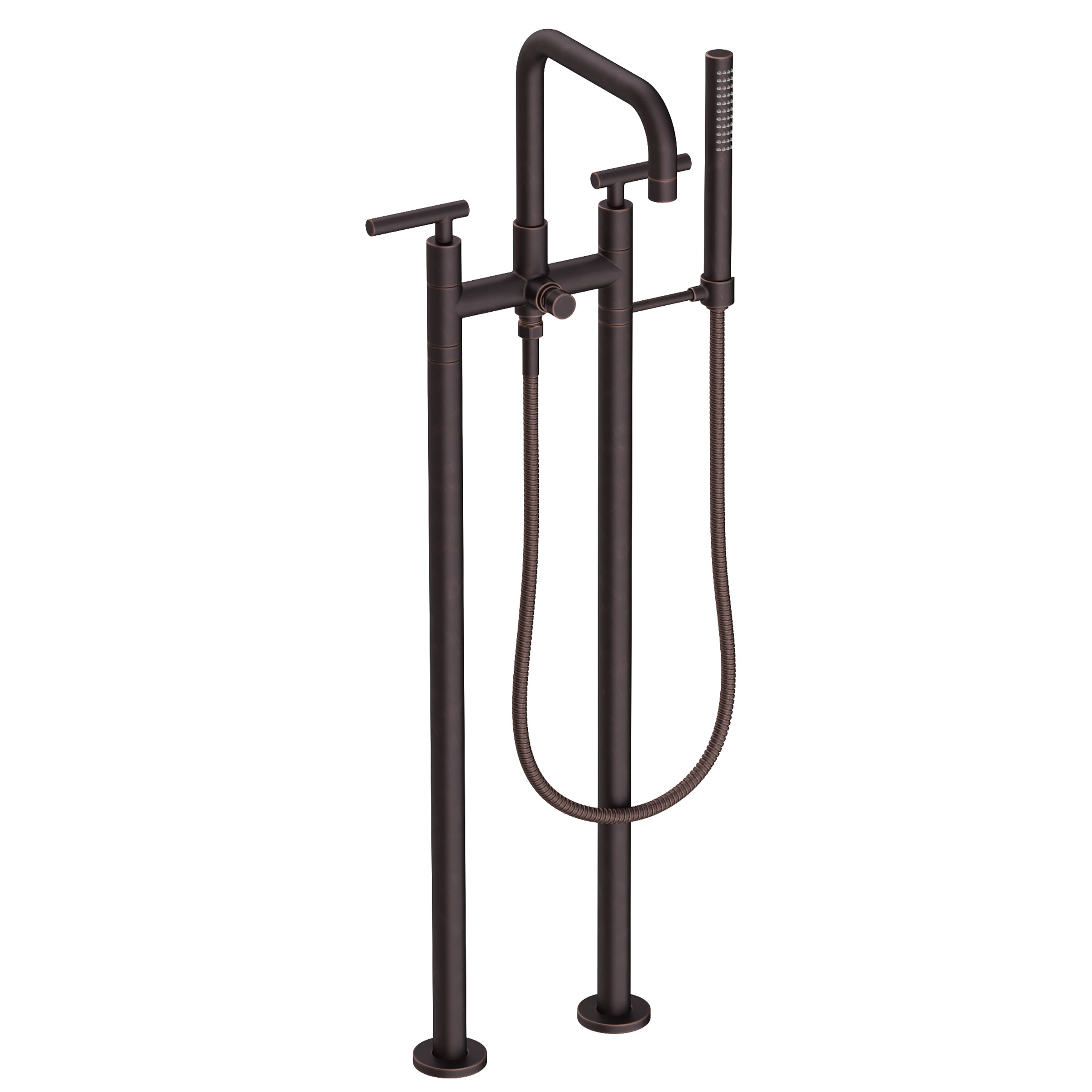 Newport Brass East Square Exposed Tub & Hand Shower Set w/Risers