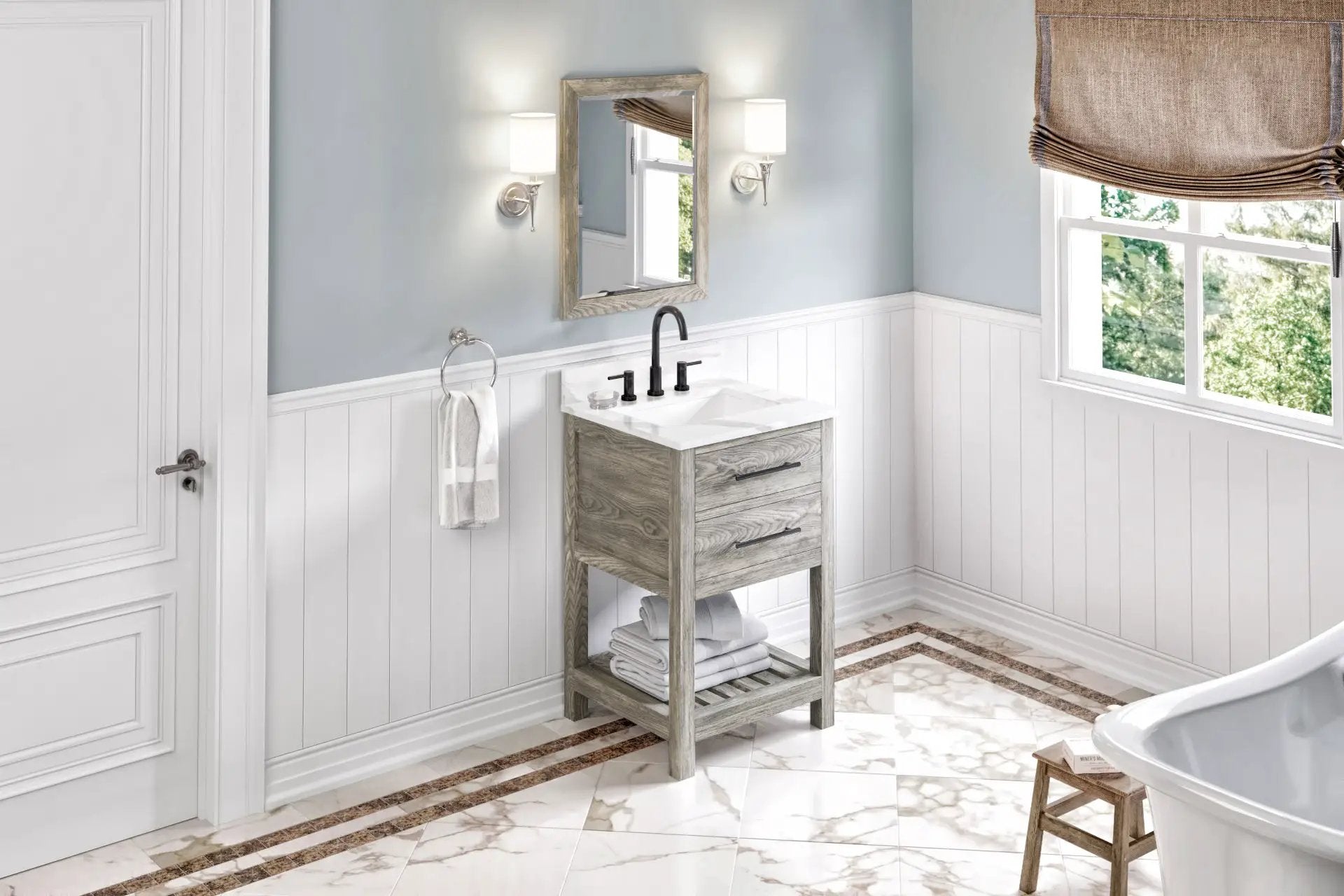 weathered grey vanity