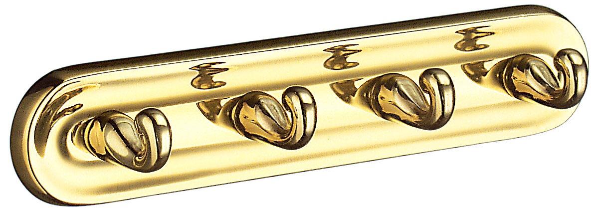 polished brass quadruple hook