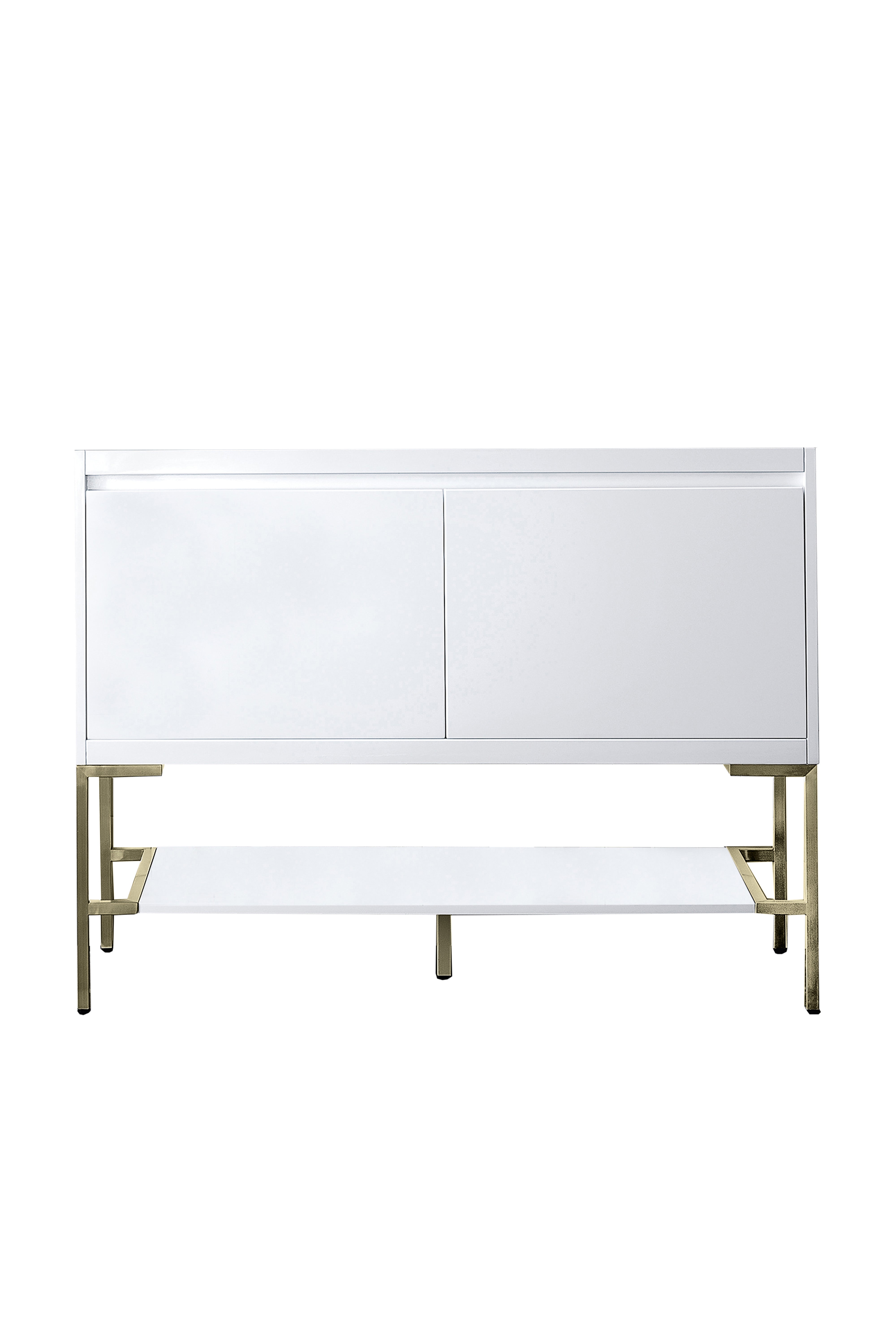 glossy white base vanity