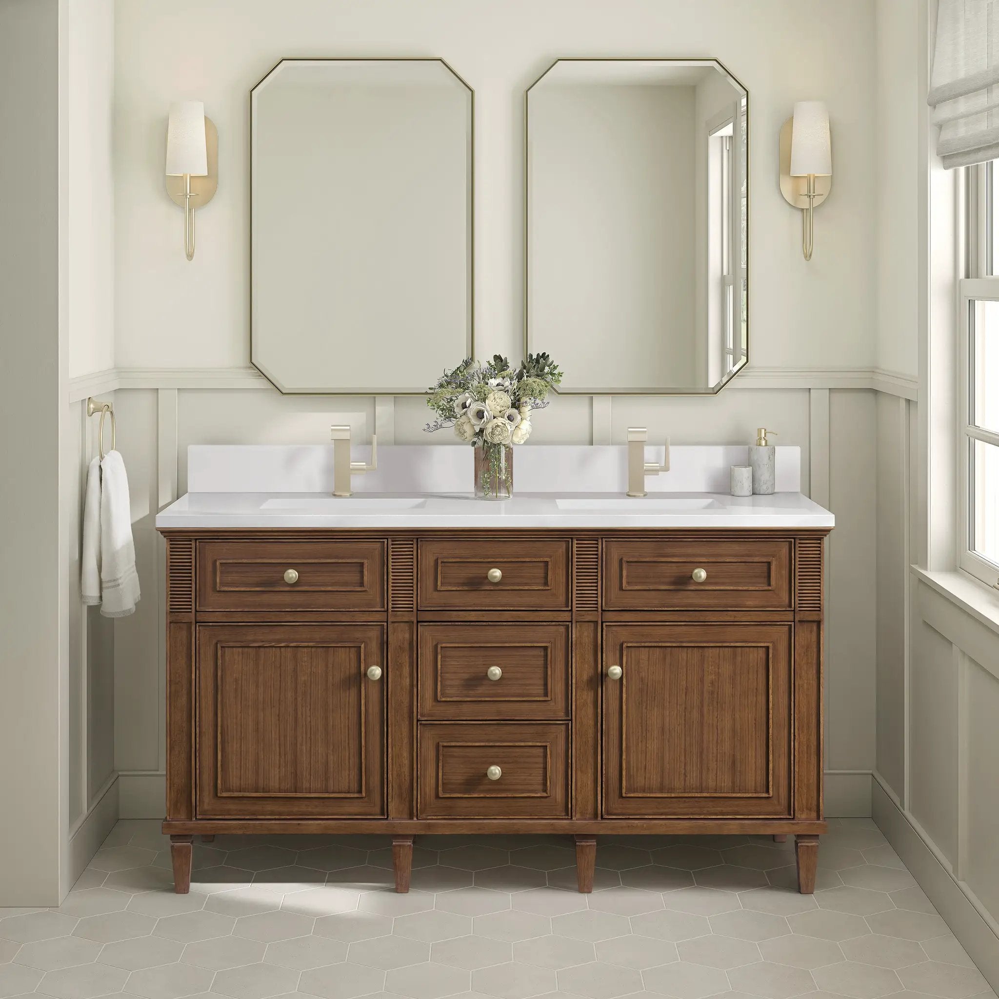 mid-century walnut vanity