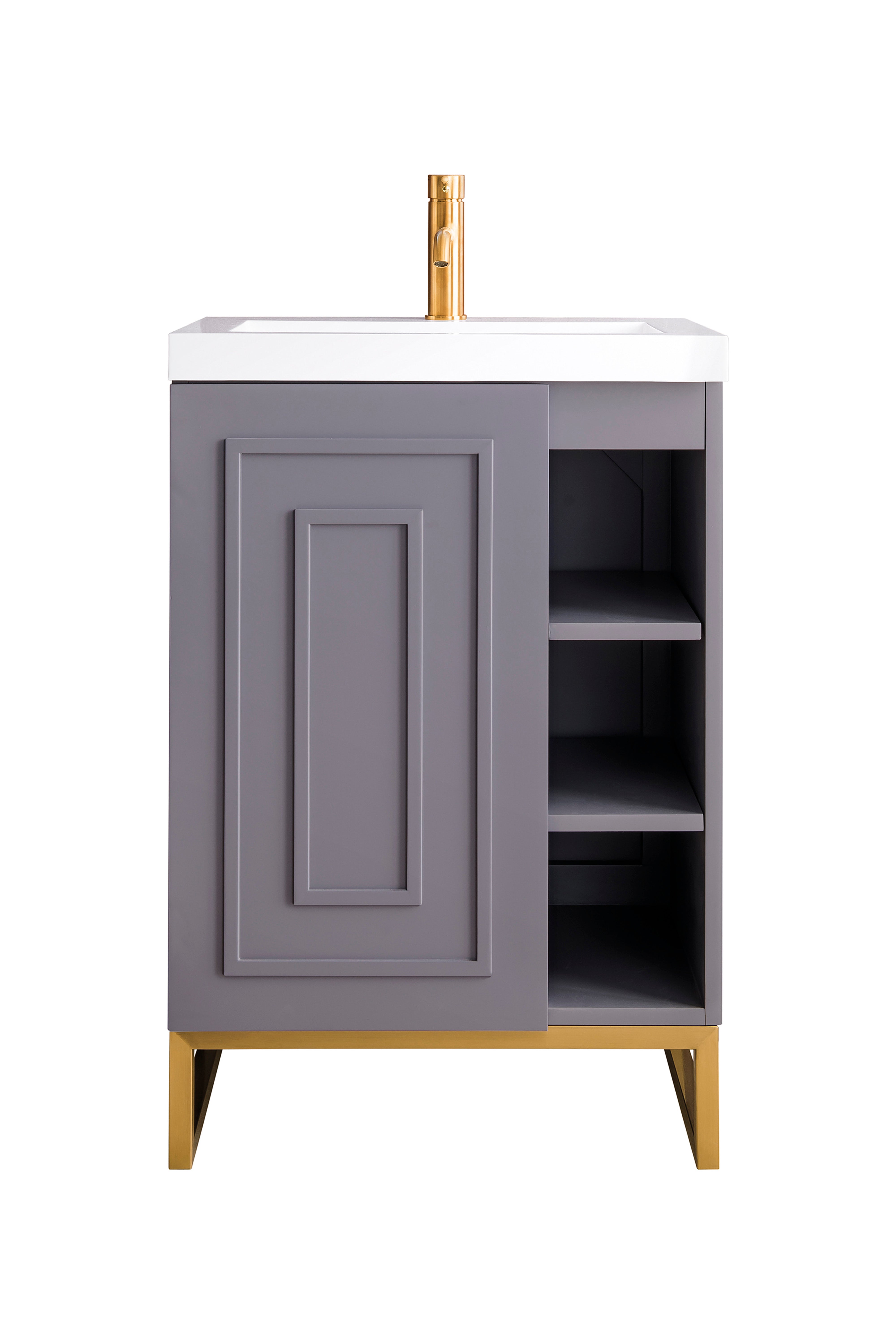 James Martin Vanities Alicante' 24" Single Vanity Cabinet, Grey Smoke, Radiant Gold