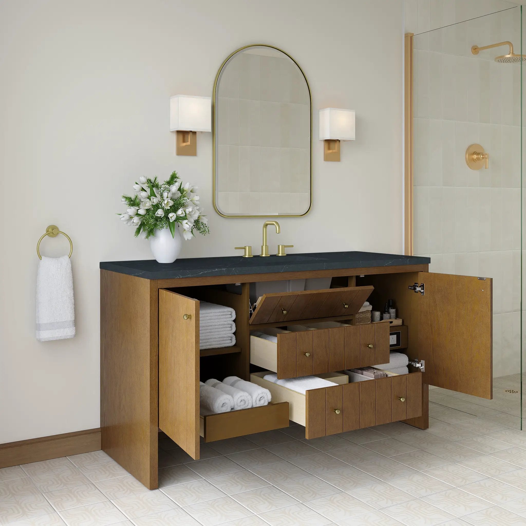 honey oak vanity