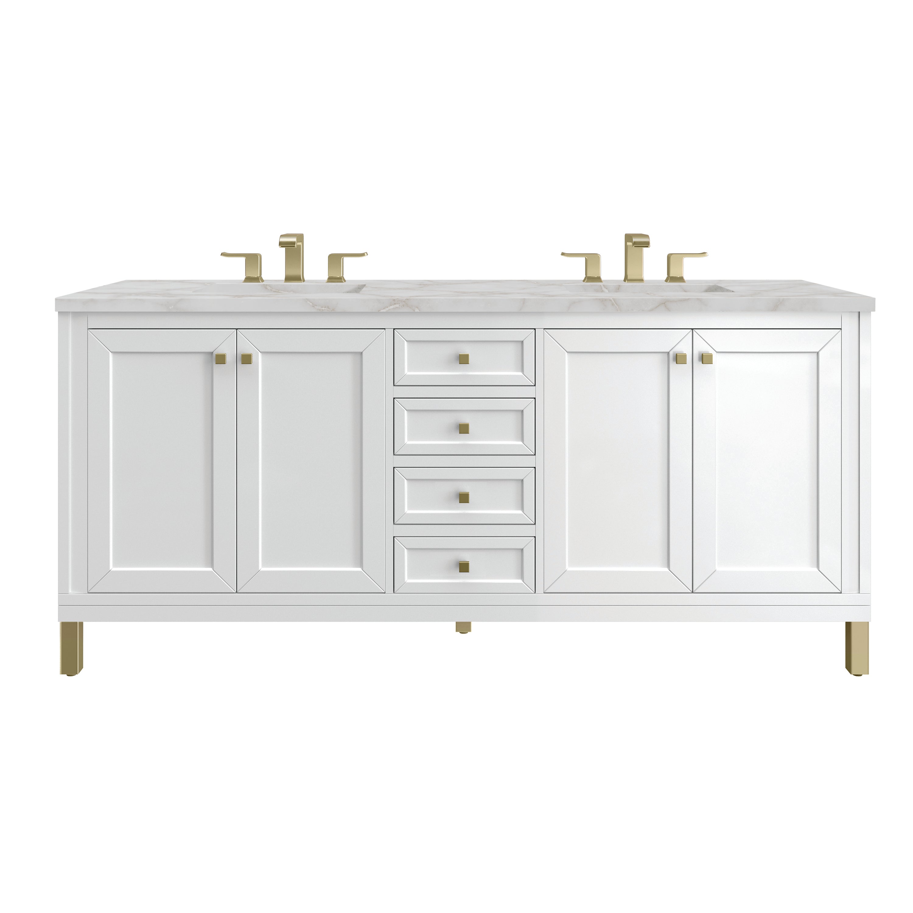 James Martin Vanities Chicago 72" Double Vanity - Glossy White
