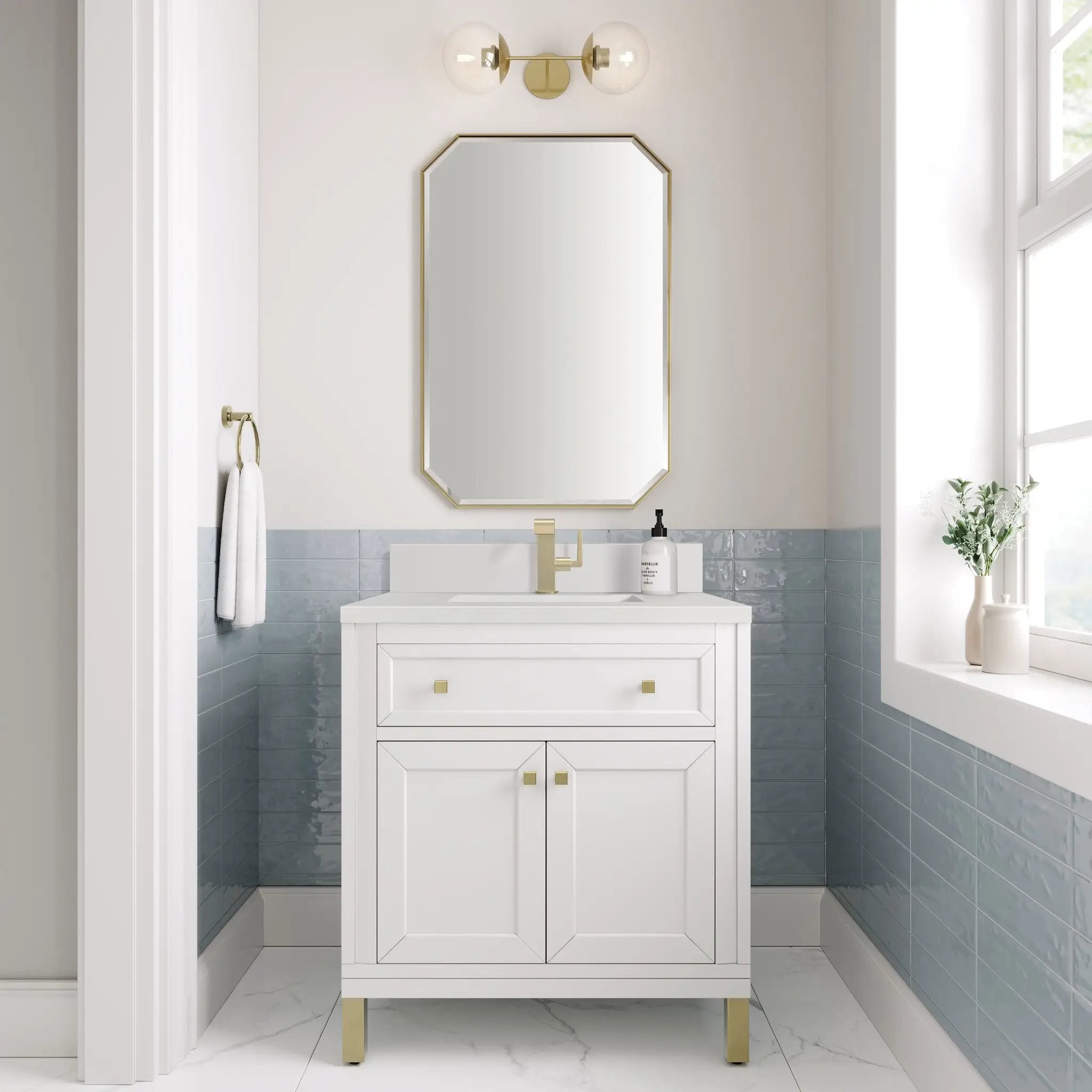 glossy white vanity